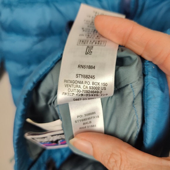 Patagonia Down Sweater Boys Small 7-8Y Light Blue Full Zip Jacket Winter Snow - Picture 7 of 8